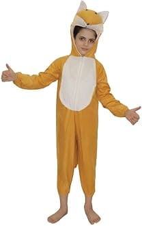 Kaku Fancy Dresses Fleece Fox Wild Animal Costume For Kids - Brown, 3-4 Years | Animal Fancy Dress For Boys & Girls