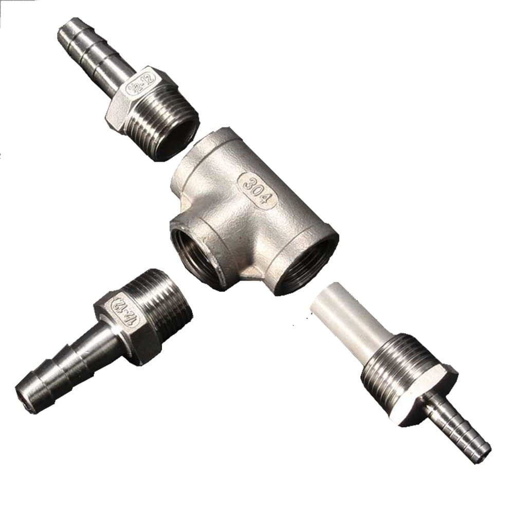 ProMaker Home Brewing Stainless Steel Diffusion Stone Inline oxygenation Aeration Aerator Kit Oxygenation Diffuser for Wort Chiller Kettle Pump Beer Brewing (Stone Kit)