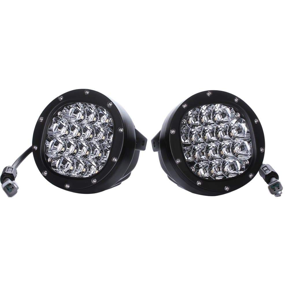 2pcs 80W 5inch Led Work Light Round Led Driving Lamps with Spot and Flood Cover Off Road Fog Bulb for Offroad Tractor 4WD 4x4 UTV ATV SUV Boat TruckPickup Jeep Van Wagon Car IP68 Waterproof
