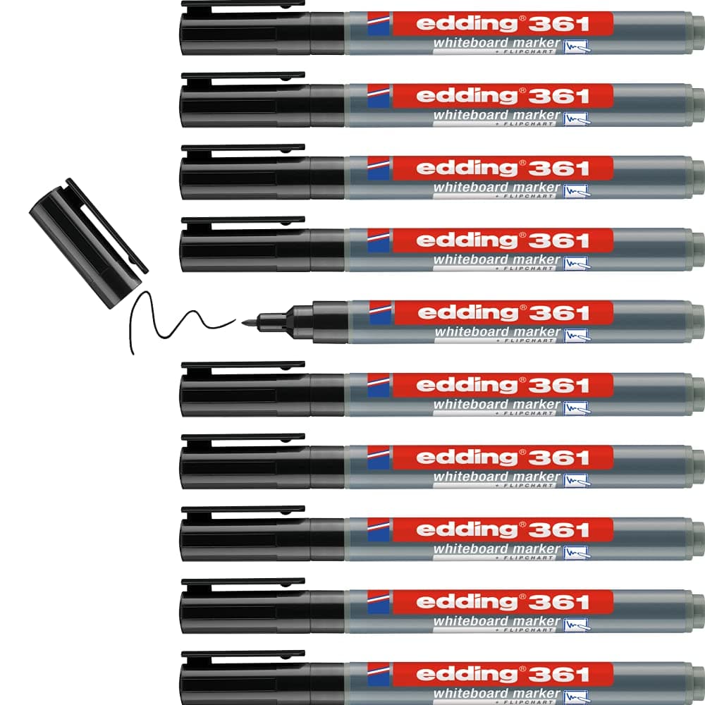 E-361 Fine Tip Board Marker 10-Piece Set, Black