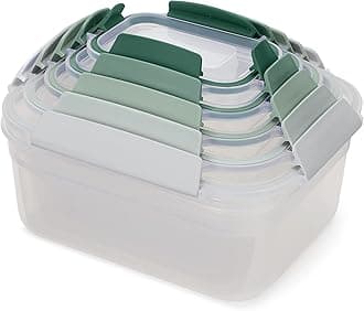 Joseph Joseph Nest Lock, 10 Piece Plastic Food Storage Container set with lids, Leak Proof, Airtight, Space Saving, Kitchen Storage, BPA free - Sage Green