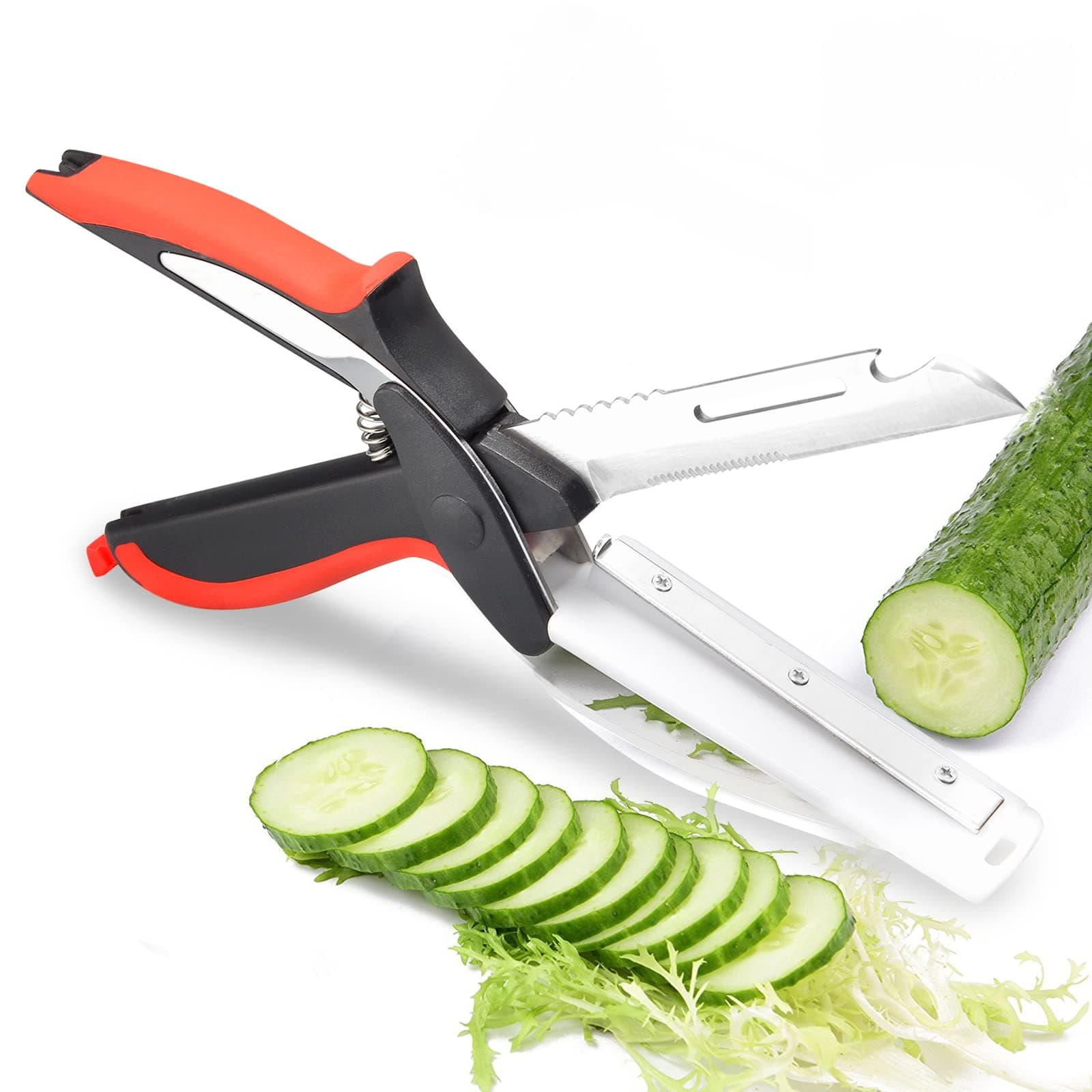 Vegetable Scissors and Food Cutter - Kitchen Shears With Cutting Board, Quick Slicer, Chopper for Meat and Vegetables