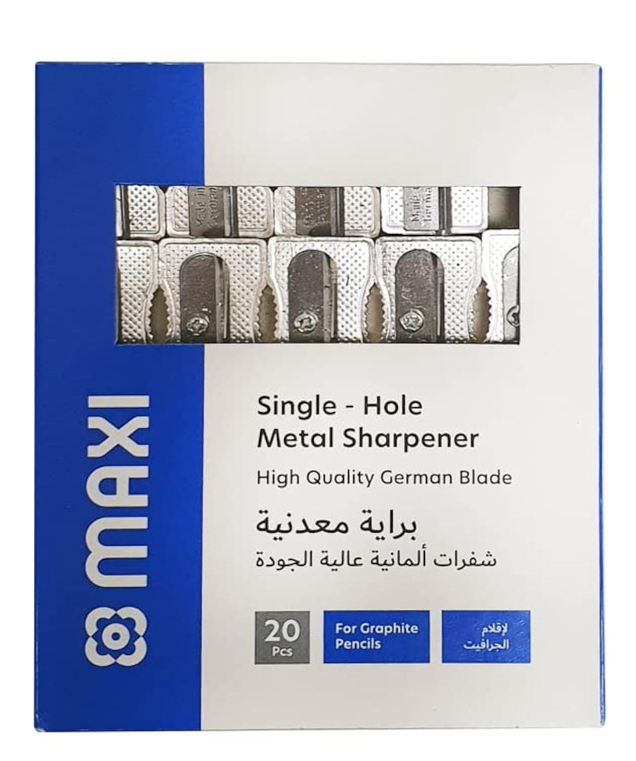 Maxi SH40 Single Hole in 20pcs Box Metal Sharpener - Silver