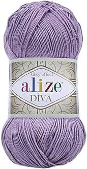 Alize Diva Silk Effect 100% Microfiber Acrylic Yarn 1 Ball skeins 100gr 383yds (622 - Purple)