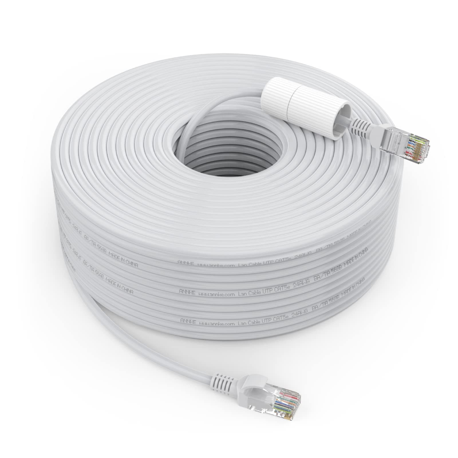 ANNKE100Ft PoE Ethernet Cable, Cat5e Internet High-Speed Network Cable with RJ45 Waterproof Connector, for ANNKE PoE Cameras and NVR System, Smart TV, PS4, Xbox, Router, Computer, Home