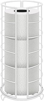 NearMoon Toilet Paper Organizer Stand, Free Standing 3 Rolls Tissue Storage, Metal Bathroom Accessory, Rustproof Toilet Roll Holder for Bathroom/Kitchen Countertop Inside Cabinet Shelf, Ivory