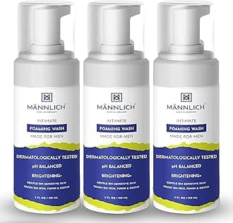 Mannlich Intimate Wash 150 ml (Pack of 3) Relieves Itchiness & Odour, Prevents Fungal Growth, Genital Area, pH Balanced & Dermatologically Tested With Tea Tree Oil, Neem, Eucalyptus Oil, 1% Salicylic & Lactic Acid