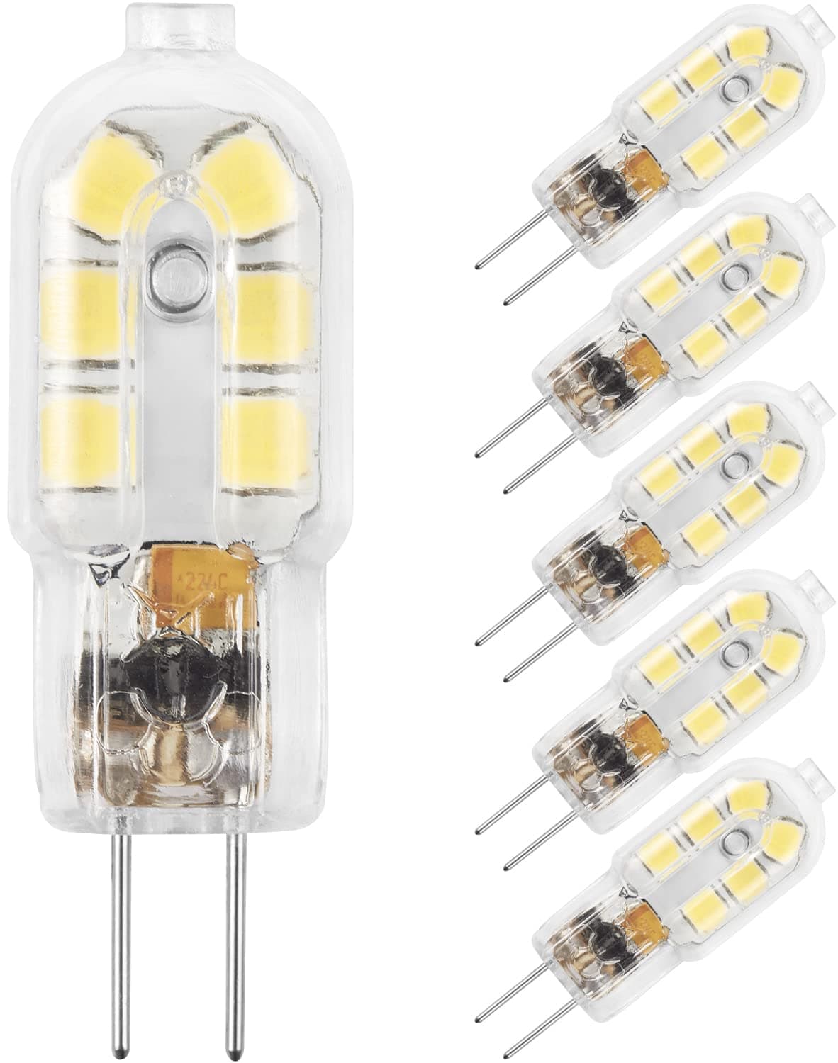 G4 LED Bulb, 12V Bi Pin 20W Halogen Bulb Replacement, NOT Dimmable,Daylight White 6000K, 5-Pack