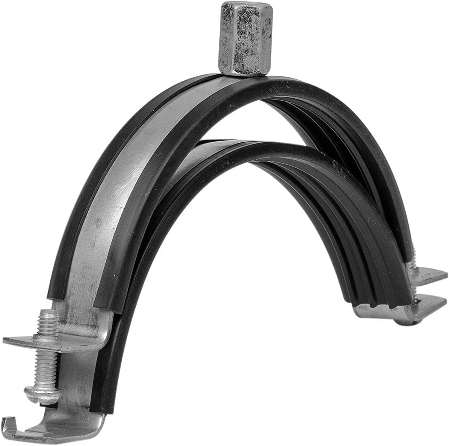 3" Inch Galvanized Pipe Hanger with Rubber - Conduit Mounting Clamp - PVC Tube Brackets - Metal Pipe Clamps - Tube Wall Mounting Bracket Clamp - Rigid Conduit Holder - 3in Pipe Clamp