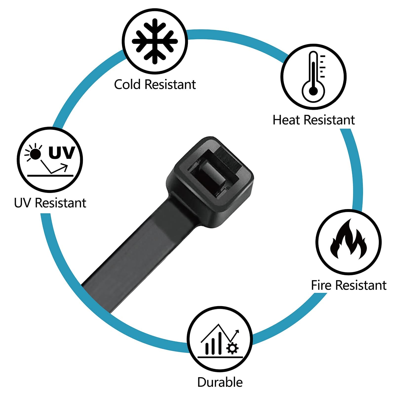 Zip Ties Assorted Sizes(4”+6”+8”+12”), 400 Pack, Black Cable Ties, UV Resistant Wire Ties by
