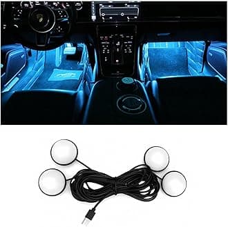 Car Interior LED Lights, Automotive Ambient Neon Light Kit with USB Port, Car Accessories, Gifts for Men and Women, 4 in 1 Decoration Lights for Car, Garden, Home, Party（Ice Blue）