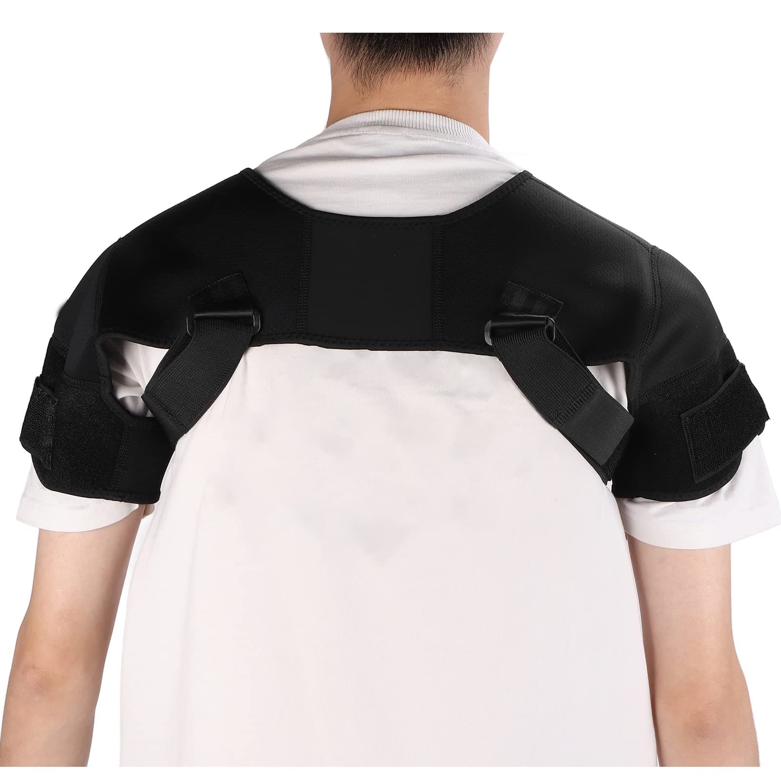 ANGGREK Double Shoulder Support, Strap Nylon Relieve Pain Shoulder Compress Protector Wrap Brace Shoulder Posture Correction Strap Shoulder Support Belt(M)