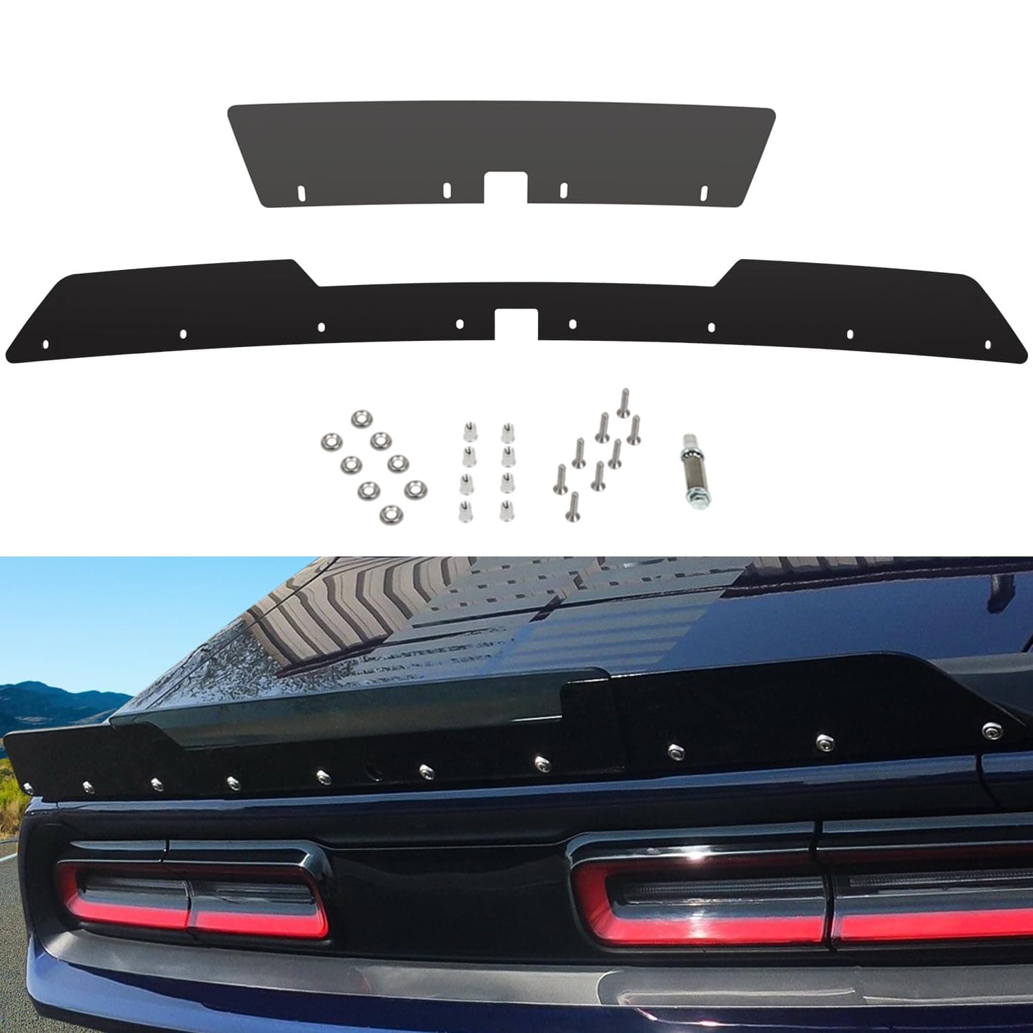 Wickerbill Spoiler for Dodge Challenger RT SRT 2015-2023 Hellcat Scat Pack Add-on Rear Spoiler with RivNut Tool