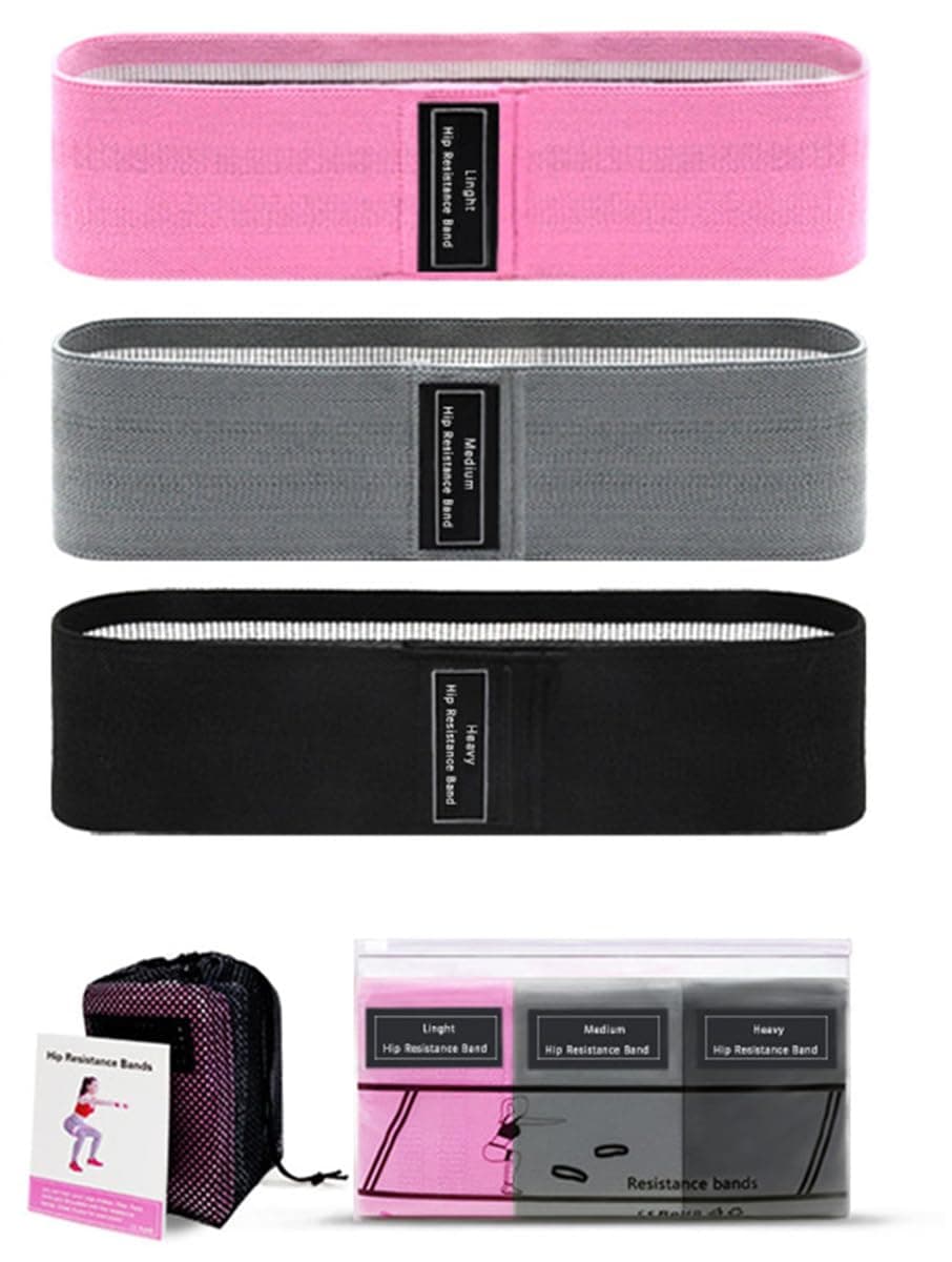 3Pcs Exercise Resistance Bands for Legs and Butt Fabric Exercise Loop Bands Gym Fitness Yoga Strap Non-Slip 3 Resistance Level Workout Bands for Women Men