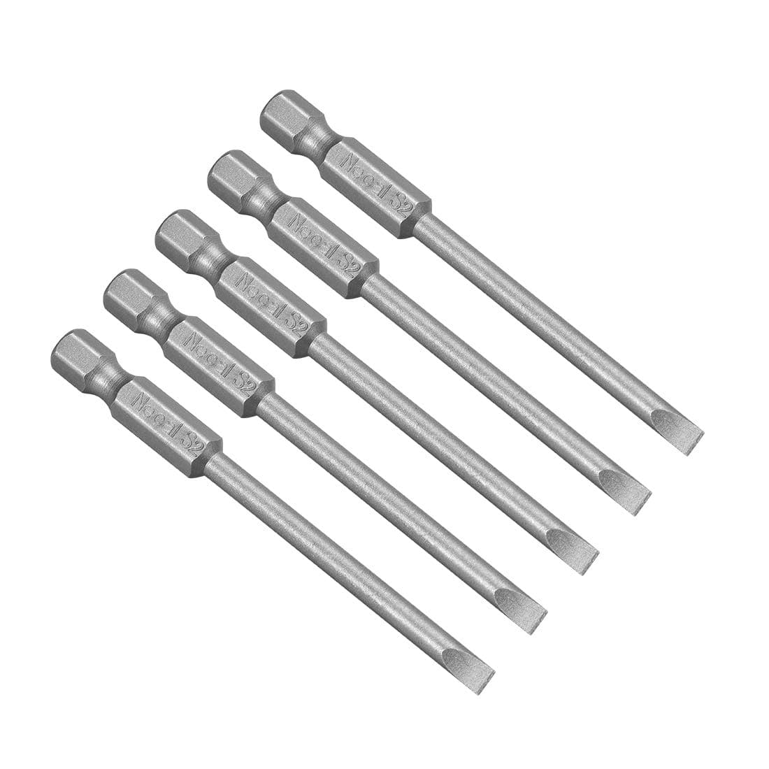 5 Pcs 4mm Slotted Tip Magnetic Flat Head Screwdriver Bits, 1/4 Inch Hex Shank 3-inch Length S2 Power Tool