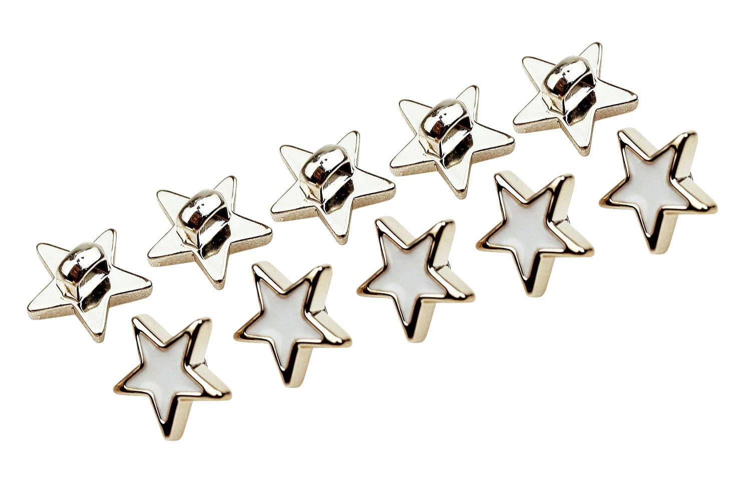 RECHERE 30 PCS Star Shape Plastic Shank Buttons Craft for DIYS Sewing Embellishment (Gold with White,12mm)