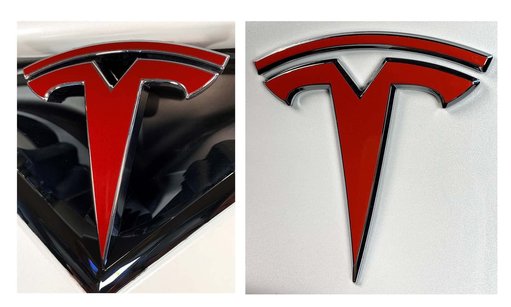 Logo Decal Overlay Stickers Compatible with Tesla Model X, 4-pc Set (Gloss Red)