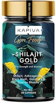 – Kapiva Shilajit/Shilajeet Gold 60 Capsules | Contains 24 Carat Gold | For Stamina, Muscle Growth & Energy | Ashwagandha, Gokshura, Safed Musali & Other Action Herbs & 100% Ayurvedic