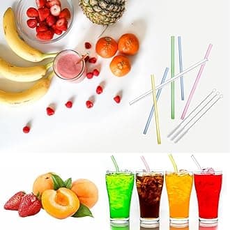 Glass Straws Drinking Reusable Colorful 19 Pack,Size 8.5''x10MM,8.5''x8MM and 6''x8MM,Glass Straws Shatter Resistant Including 11 Straight and 4 Bent with 4 Brushes,Reusable Straw for Cocktail