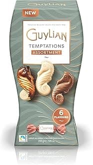 Guylian Temptations Assortment 6 Flavours (Caramel, Original, Dark, Milk, Crunchy Biscuit, Coffee) Rich Creamy Fillings And Smooth Chocolate Shells 200gm