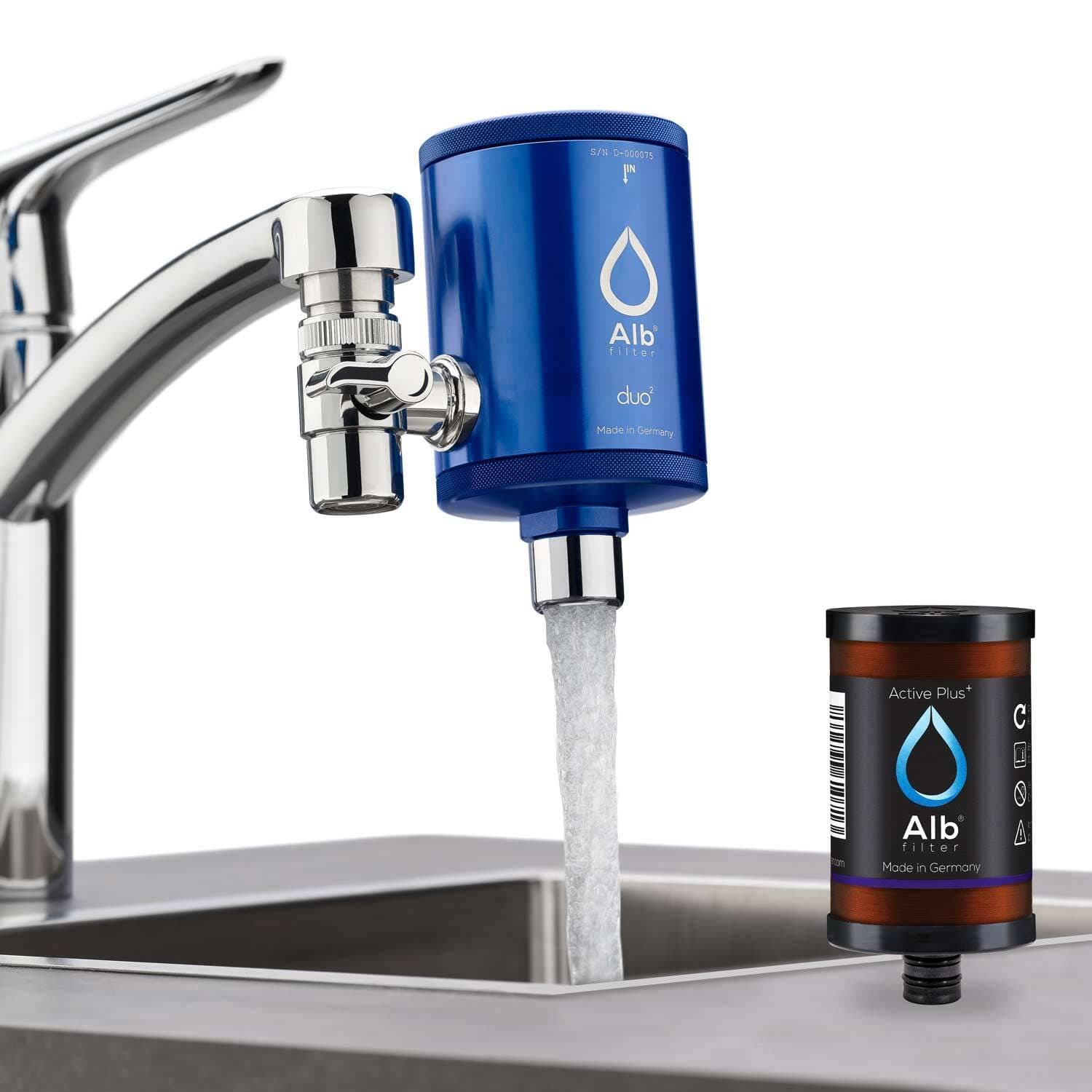 ALB Filter Active Plus + Drinking Water Filter Against Harmful Substances, Bacteria and Germs, Blue