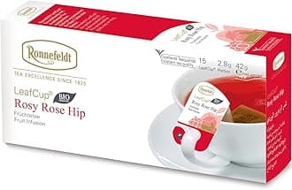 Ronnefeldt LeafCup Rosy Rose Hip Chai – Loose Leaf Red Herbal Tea with Rosehip, Hibiscus & Rose Petals – Naturally Caffeine-Free – 15 Individually Wrapped Tea Bags