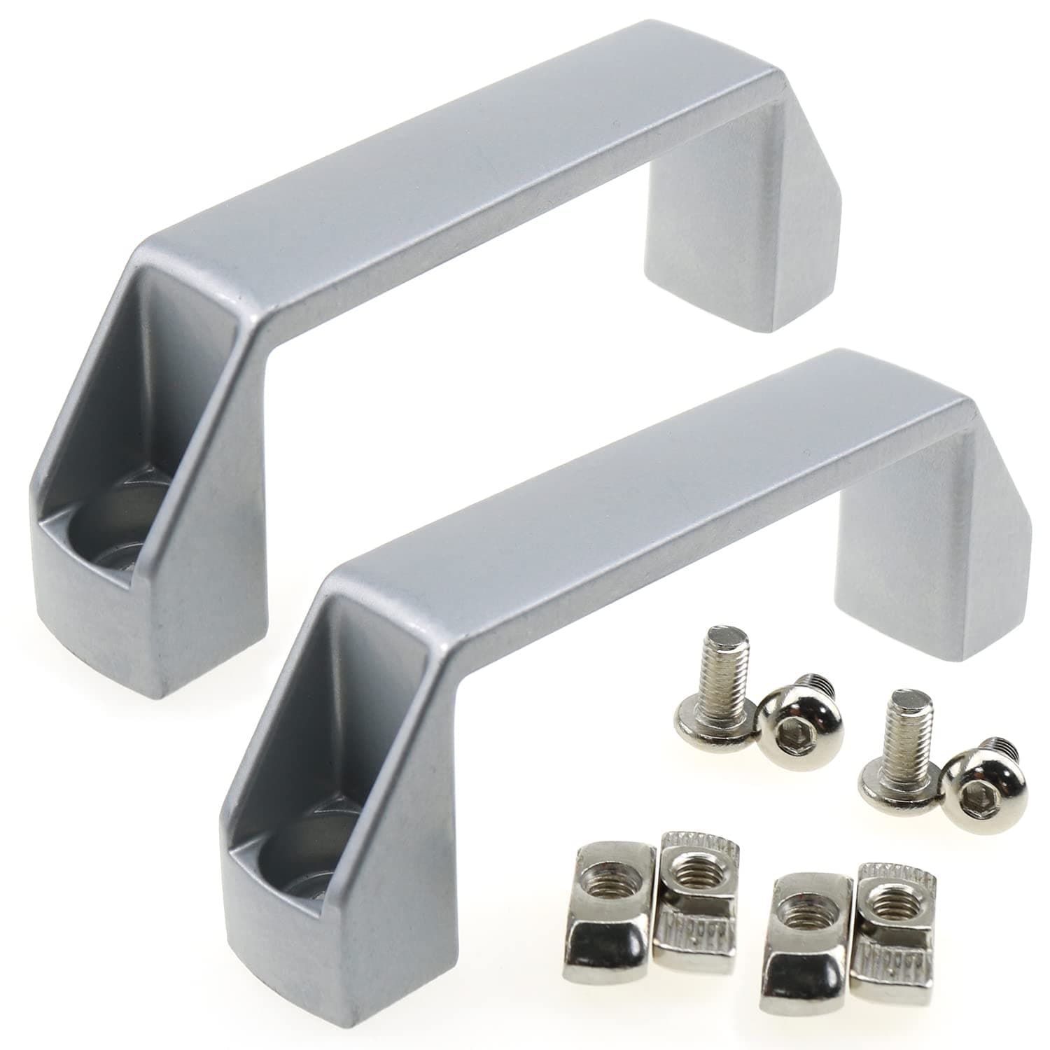 Aluminium Alloy Handle LUORNG 2PCS 90mm Silver Aluminium Alloy Rectangular Industrial Pull Handle for 20 Series Aluminum Extrusion Profile Accessories,Anti-Pinch Hand