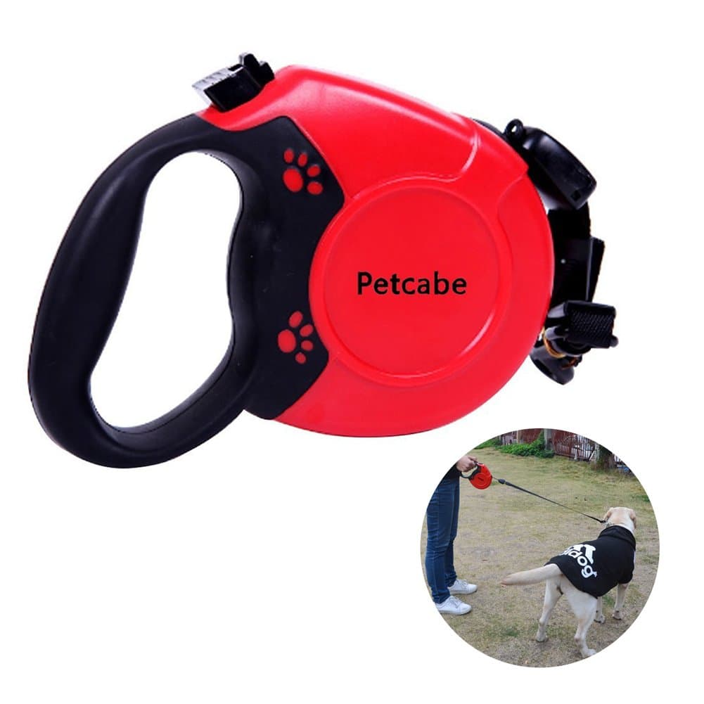 Petcabe 8M Retractable Dog Leash Automatic Extending Pet Walking Leads for Medium Large Dogs (8M, Red)