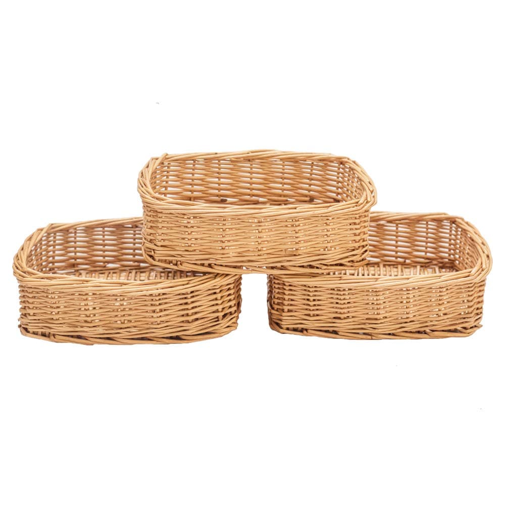 Rectangle small wicker baskets for sundries 3pcs storage bins.