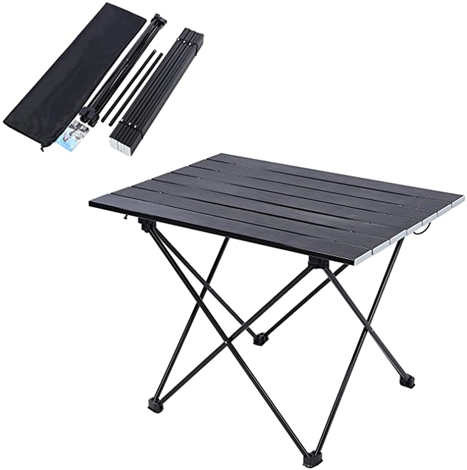 Conobo Portable Camping Table - Ultralight Folding Table with Carry Bag for Picnic, Cooking, Camping, Beach, Festival (56 x 41 x 40cm - Black)