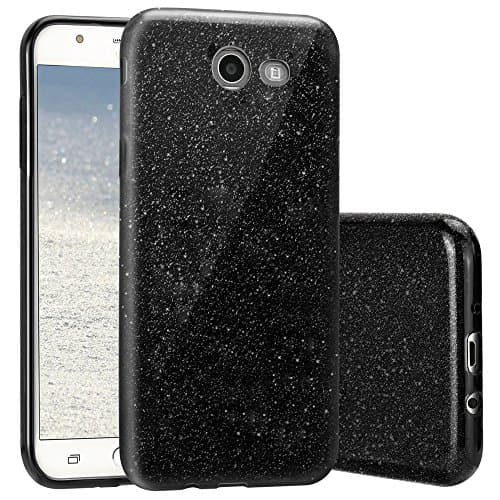 Galaxy J7 Prime 2017 Case,Galaxy J7 Sky Pro Case, J7 Perx Case, Galaxy J7 V case,Amagle Back Cover Shinning Protective Bumper Bling Glitter Case for Samsung Galaxy J7(2017) (Black)