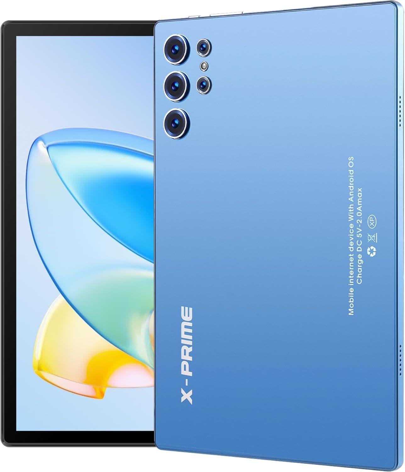 X-Prime S25 Ultra 10.1" Android 15 Tablet with Keyboard & Mouse | 5G + WiFi | HD+ AMOLED Display 3000x1440 | Dual SIM Kids Tablet | Dual Camera | Google Meet & Zoom (Blue)