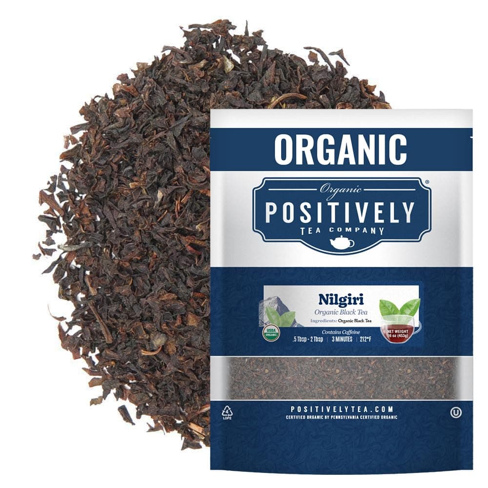 Organic Positively Tea Company, Nilgiri FBOP Black Tea, Loose Leaf, 16 Ounce