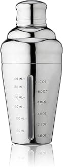 Vista Stainless Steel Cocktail Shaker with Measurements for Cold Brew Cocktails, Whiskey Sour, Espresso Martini Shaker, Home Bar Essentials, Bar Cart Accessories, Bartender Gifts, 14oz, Set of 1