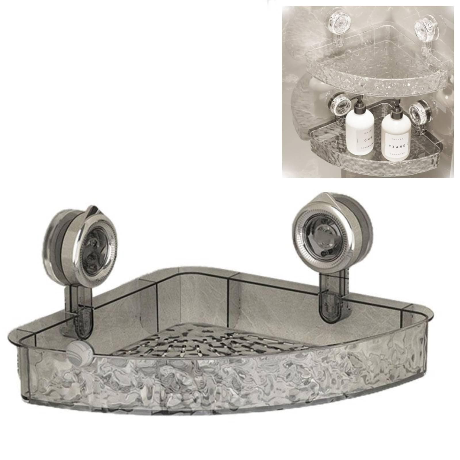 Generic No Drill Clear Wall Caddy, Bathroom Storage Shelf, Acrylic Transparent Shower Storage, Minimalist Style