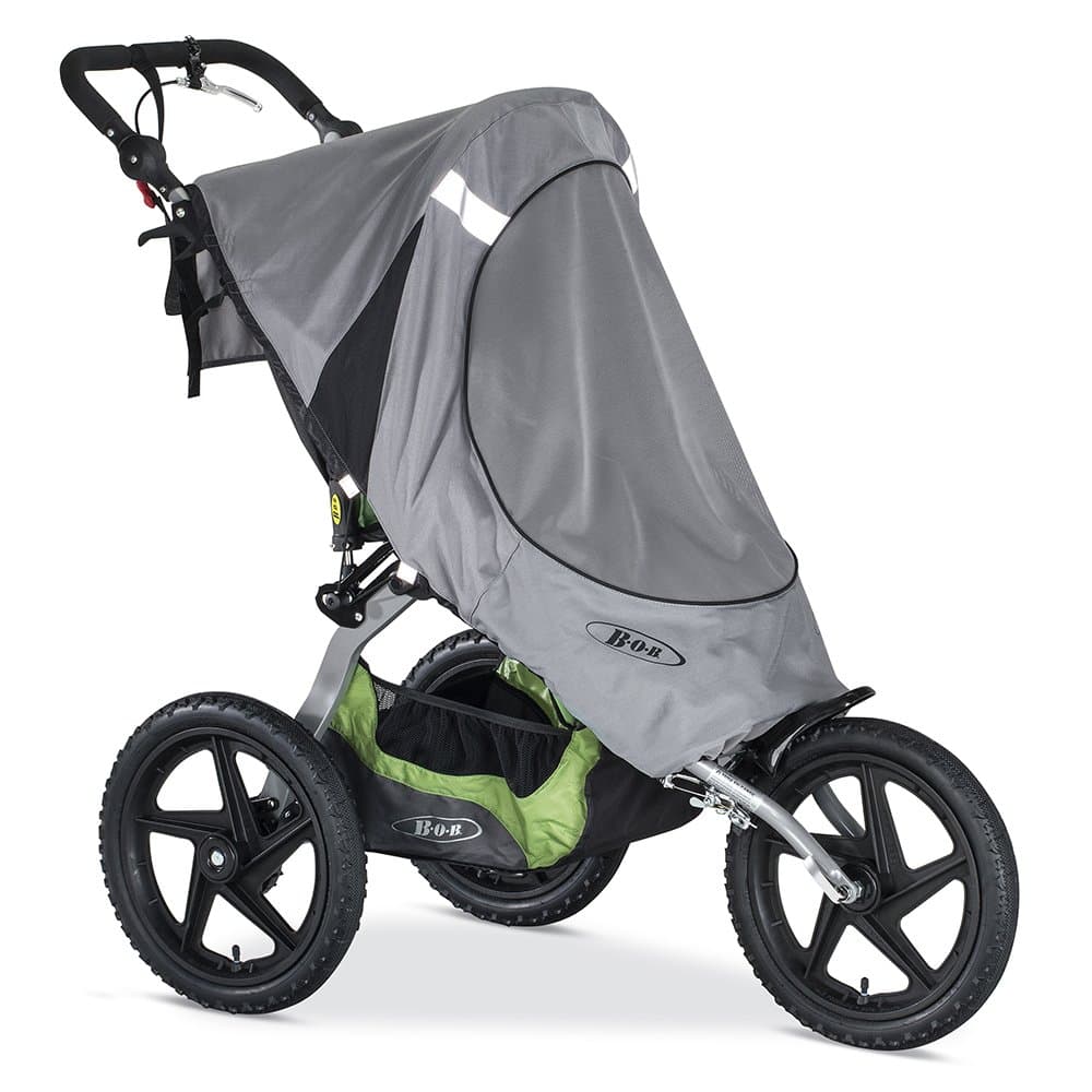 BOB Sun Shield for Single Fixed Wheel Jogging Strollers | Water and Wind Resistant + Ventilated + Easy Install