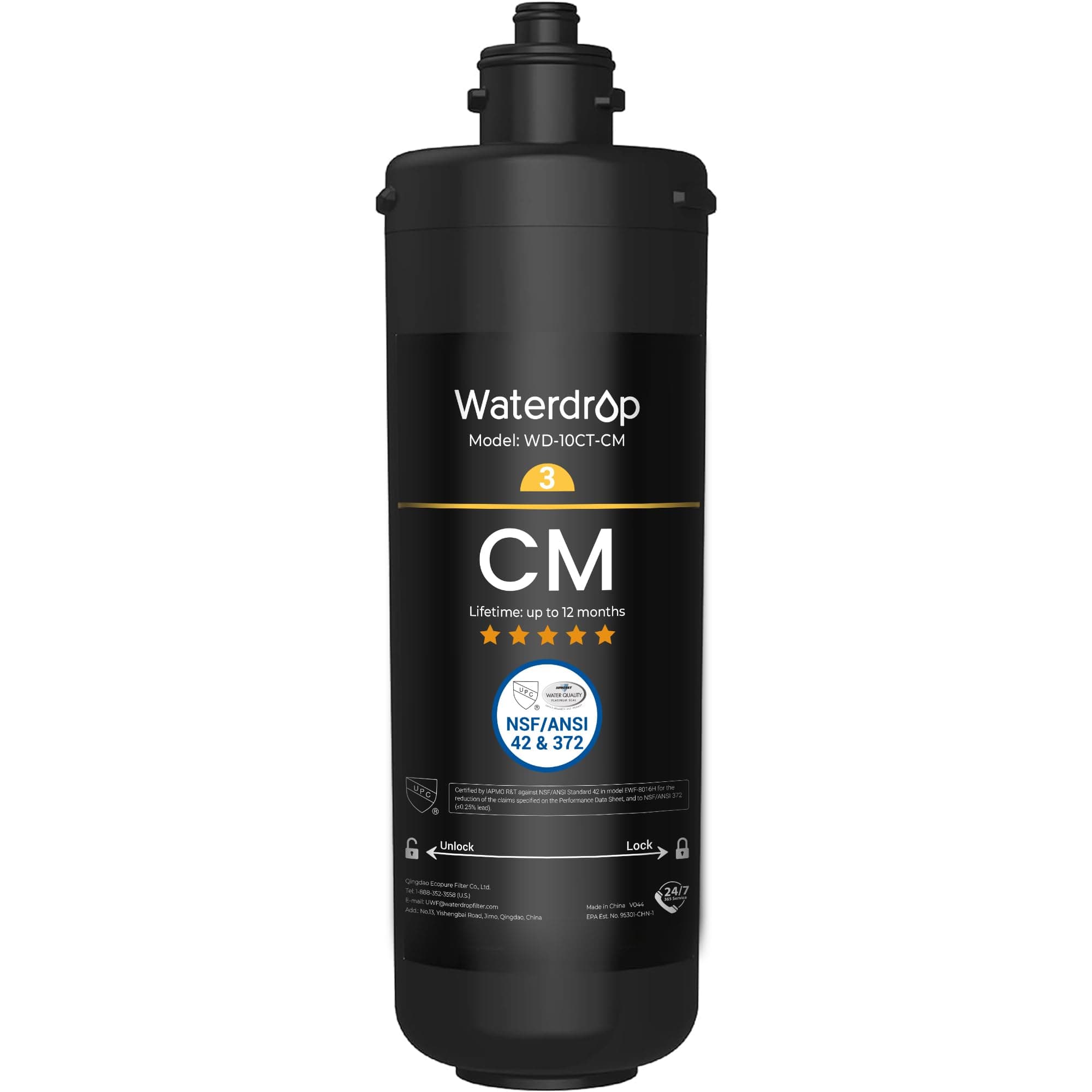 Waterdrop WD-10CM Under Sink Water Filter, Replacement TSB-CM 3-Stage Under Sink Water Filter System