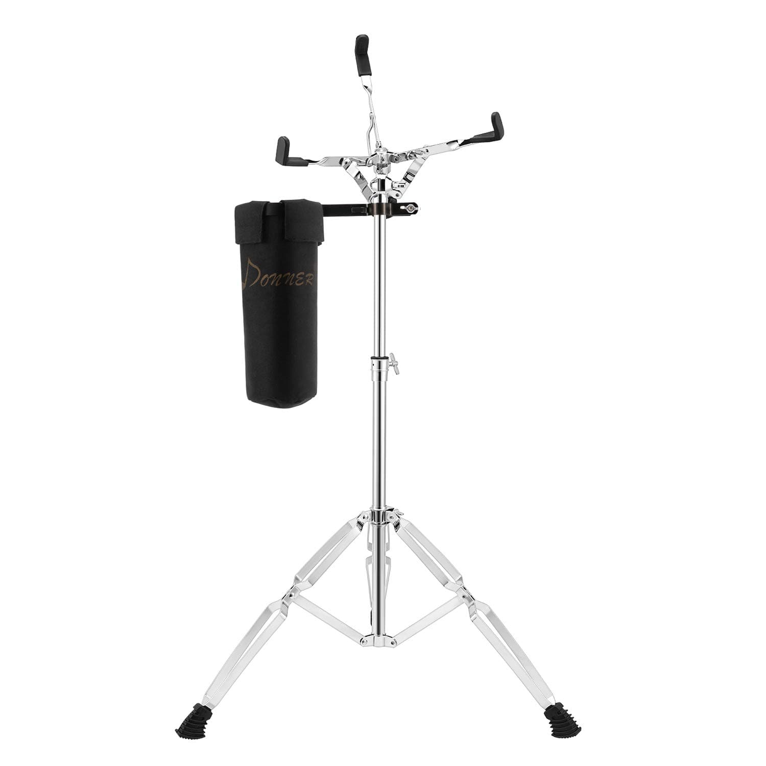 Donner Tall Snare Drum Stand with Drum Stick Holder, Adjustable Height Range 26 to 40 Inches for Students of Different Ages, Double Braced Extended Fit 10 to 14 inch Drums Handpan and Practice Pad