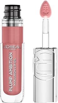 Plump Ambition Hyaluron Lip Oil, 24 HR Lip Gloss with Hyaluronic Acid, Volumizing Formula with Glass-Like Shine, Worth It 601, 0.16 Fl Oz