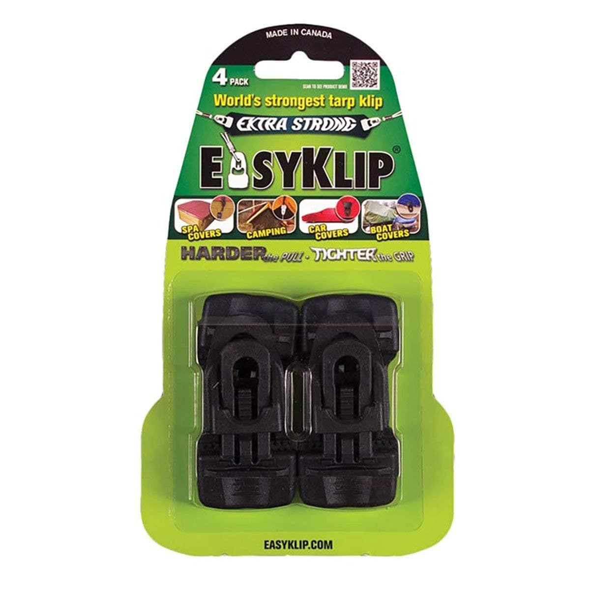 EasyKlip 4101 Midi Tarp Clip, 4-Pack, Black