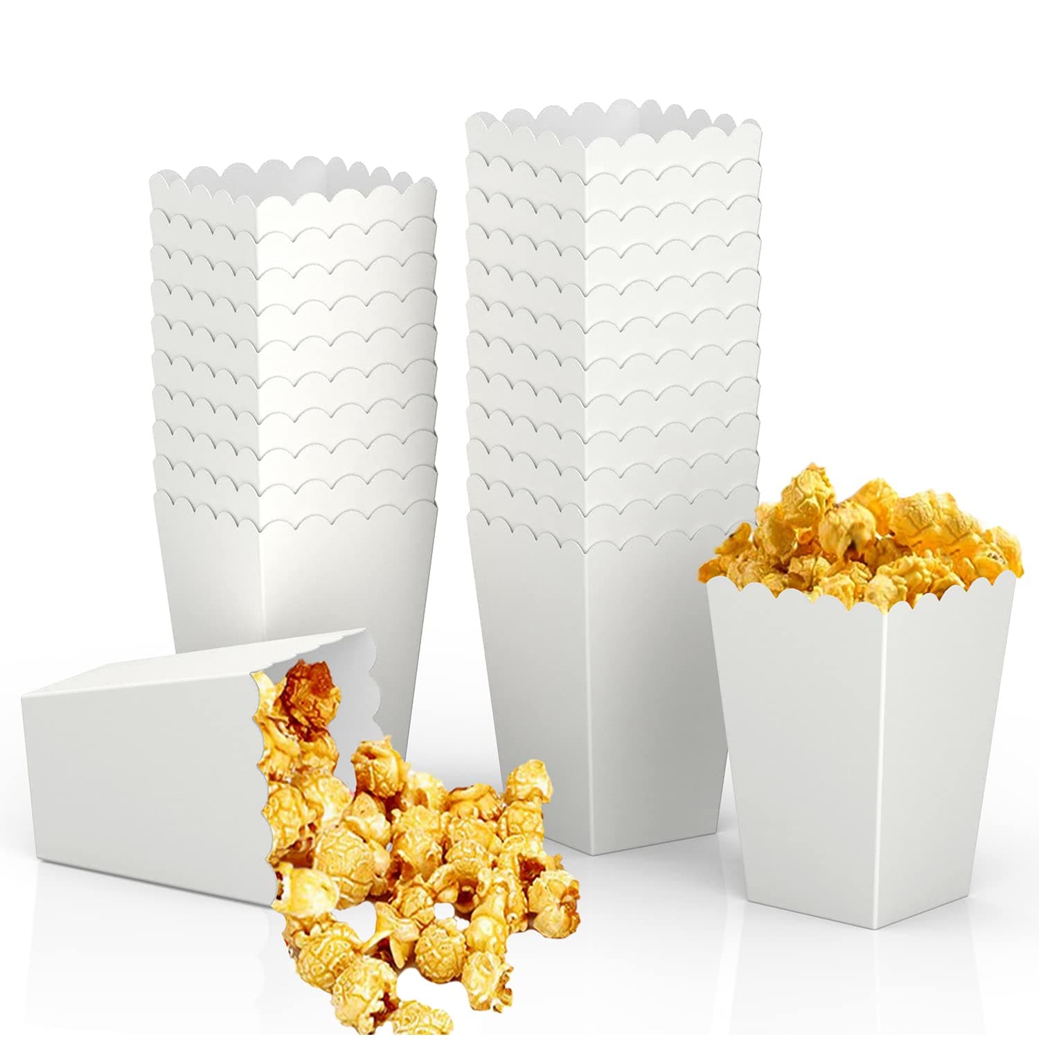 36 Pack White Popcorn Boxes, 2.2 x 4.2 x 3 inch Mini Popcorn Boxes for Movie Night Decorations