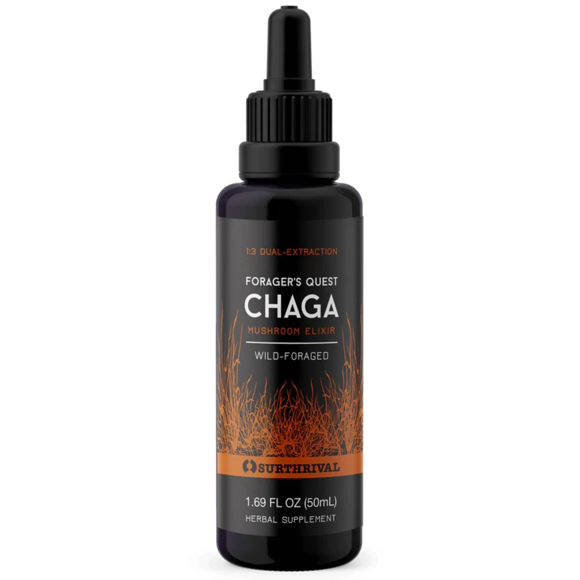 Surthrival: Chaga Mushroom Extract Forager's Quest, 50 mL, Featuring Nature’s Immune-Boosting, Anti-Viral, Anti-Fungal Medicinal Mushroom