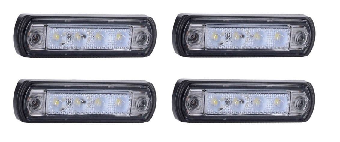 4 x 12V 24V White LED front marker outline E-marked Kelsa bar bull bar lights truck motorhome SUV camper caravan