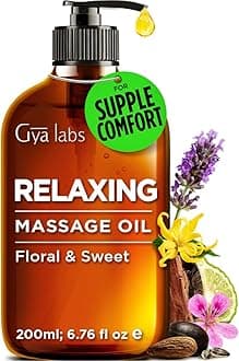 Relaxing Sensual Massage Oil for Couples - Ylang Ylang, Rose Geranium and Organic Argan Infused Body Oil for Skin - 100 Pure and Natural Massage Oils - (200ml)
