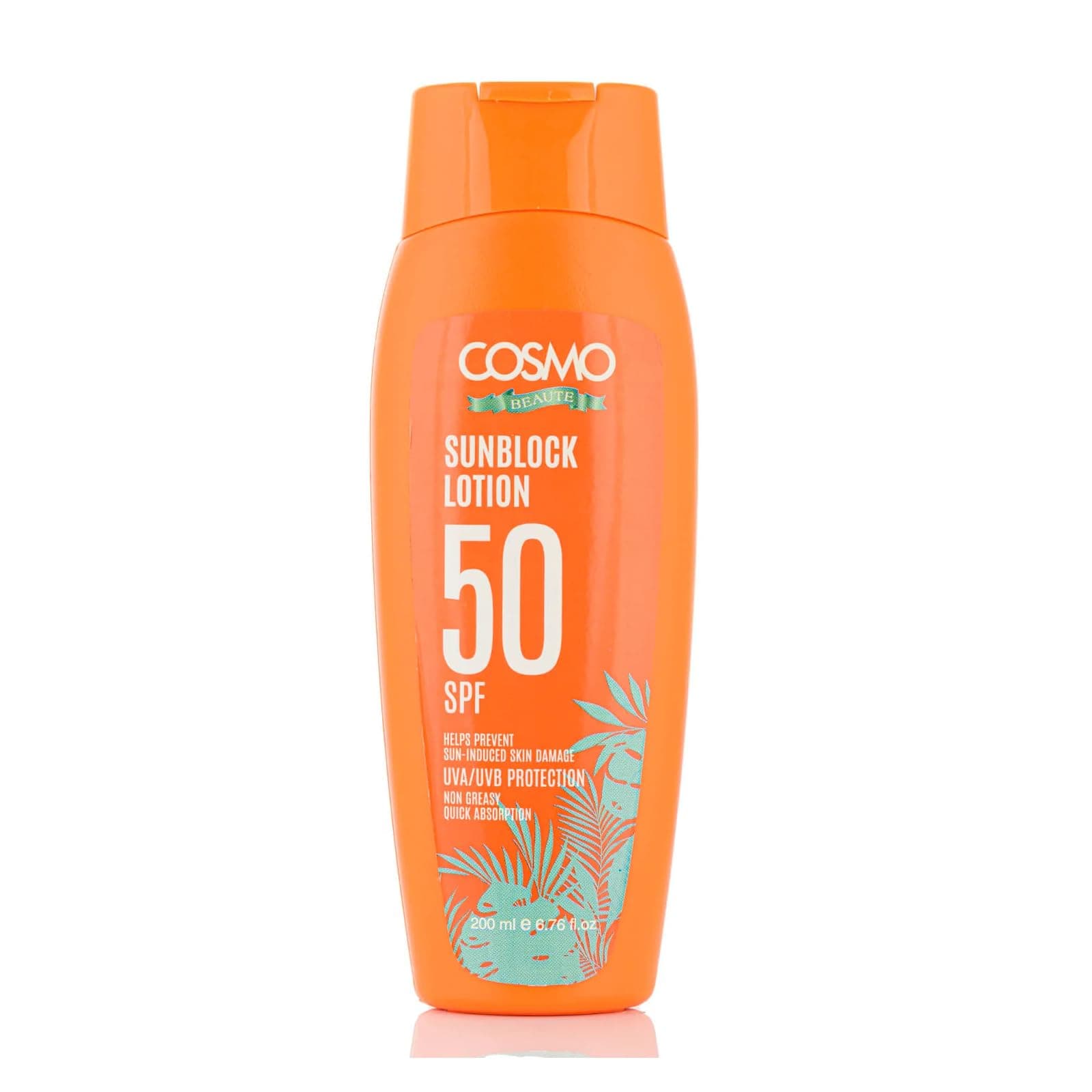 Beaute Sun Block Lotion SPF 50, Helps Prevent Sun Induced Skin Damage, UVA/UVB Protection, Non Greasy, For Unisex - 200ml (Item packing may vary)