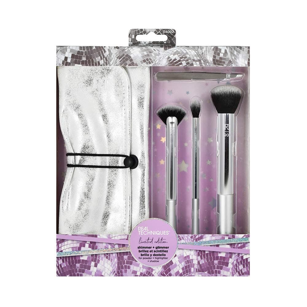 Real Techniques Shimmer and Glimmer Face + Brow Essential Tool Set, Set of 5