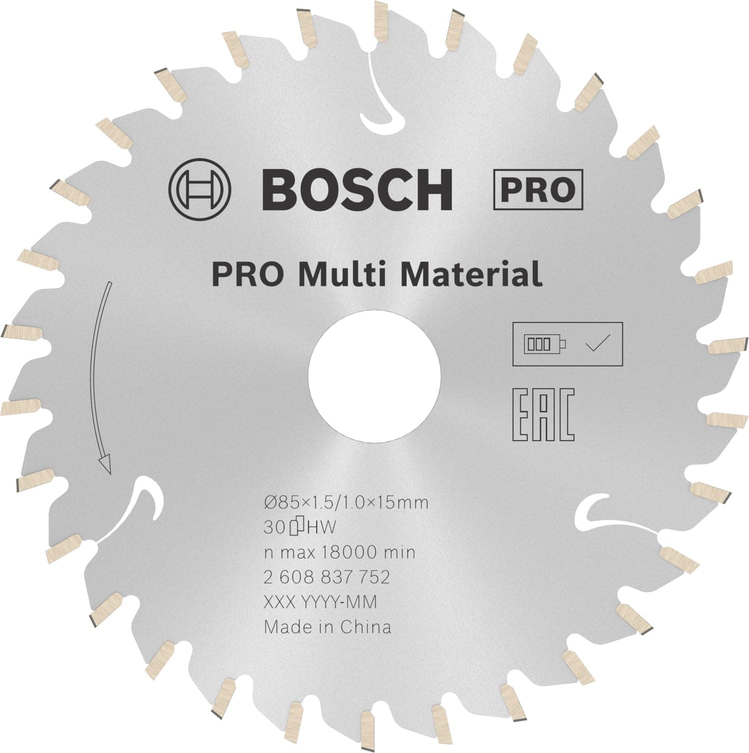 Bosch 1x PRO Multi Material Circular Saw Blade for Cordless Hand-Held Saws (for Aluminium, Plastics, Ø mm, Professional Accessory Hand-Held Circular Saw)