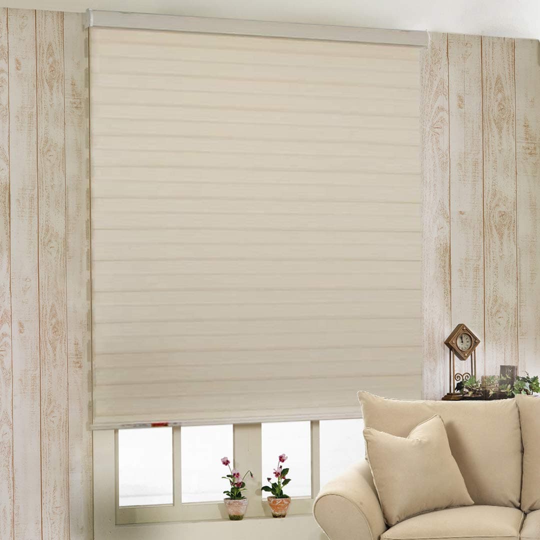 ZEBRA BLINDS Polyester Blinds for Windows,Ivory,W125XH150CM