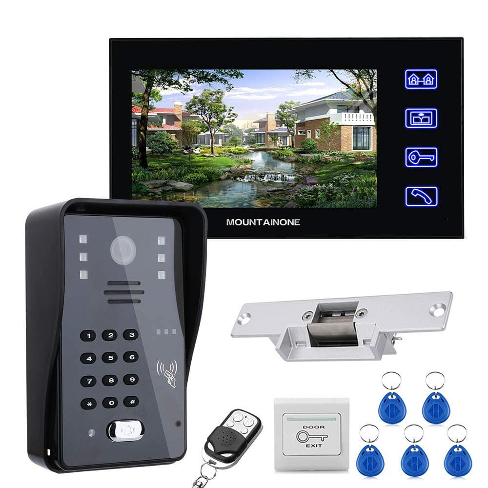 Touch Key 7" Lcd RFID Password Video Door Phone Intercom System Kit+ Electric Strike Lock+ Wireless Remote Control unlock