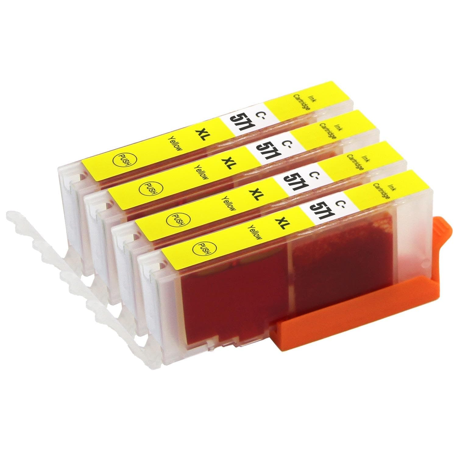 4 Go Inks Yellow Ink Cartridges to replace Canon CLI-571Y Compatible/non-OEM for PIXMA Printers, High Capacity, C-571Y-4